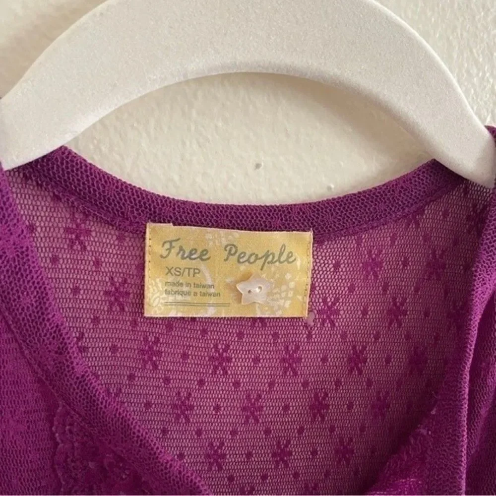 Y2K Free People Vintage Purple Whimsy Top XS